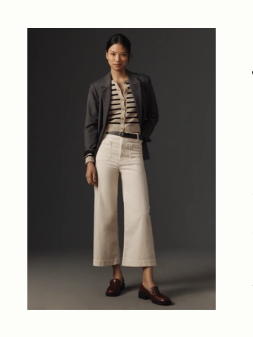 Maeve Corduroy Ivory Crop Wide-Leg Pants Women's 30P